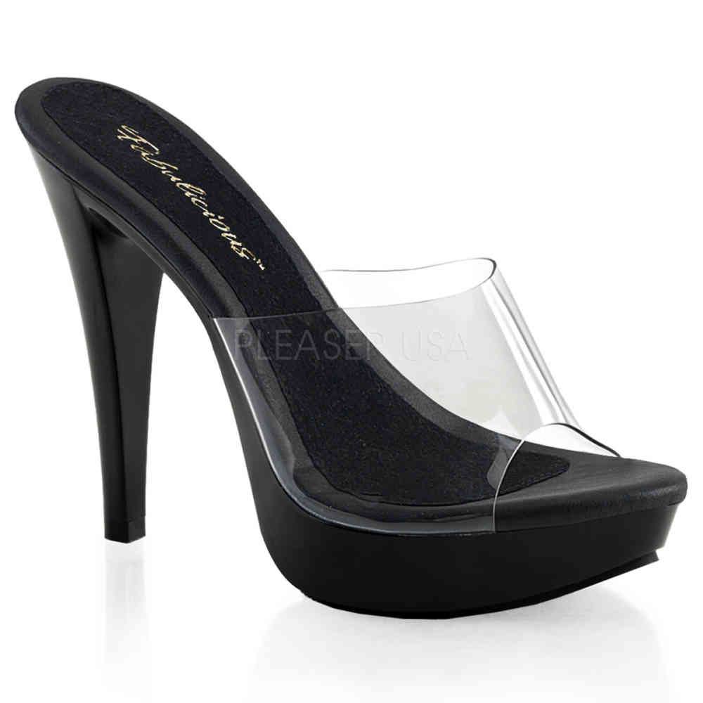 Fabulicious - COCKTAIL501 Mules with heel - Black/Transparent Product image